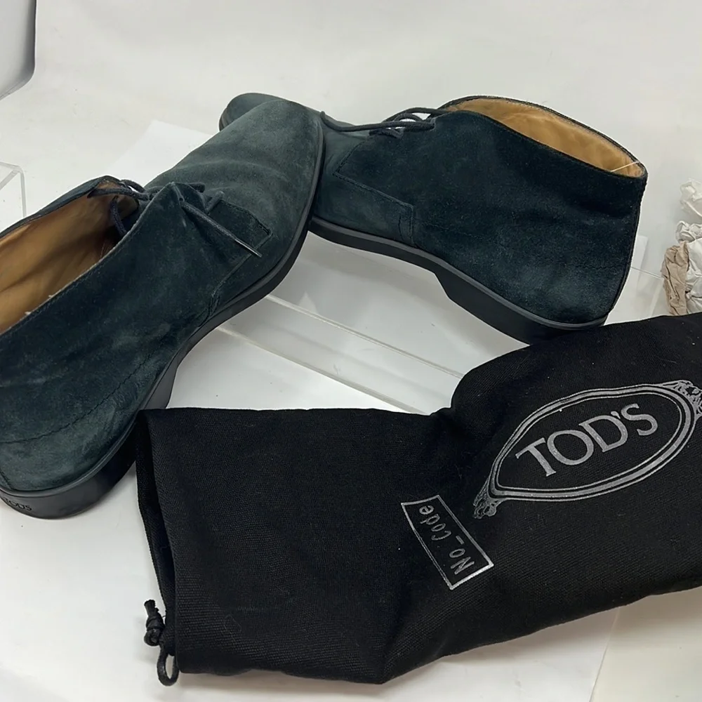 Tod’s Sz 10 Desert Boots in Blue Suede Chukka Boots Shoes